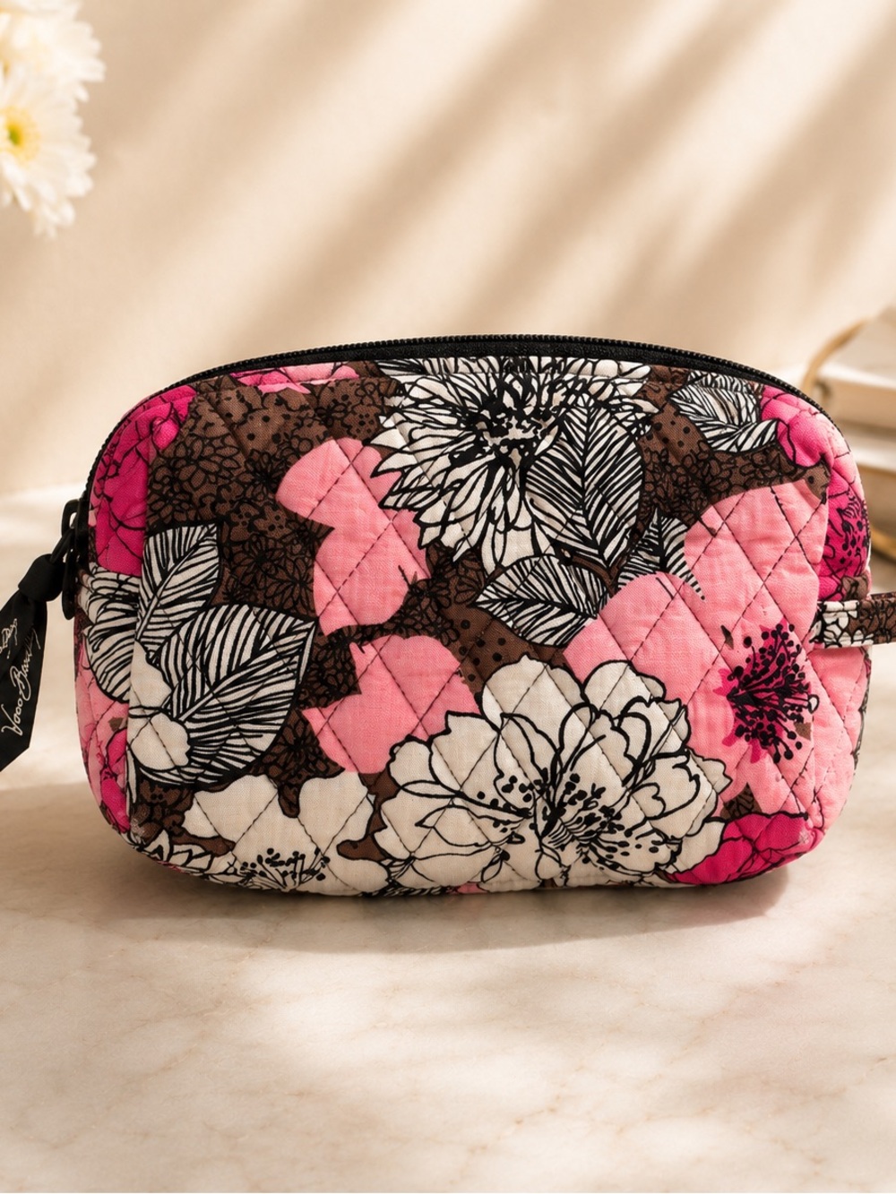 Vera Bradley Pink Floral Quilted Cosmetic Bag - Picture 2 of 5